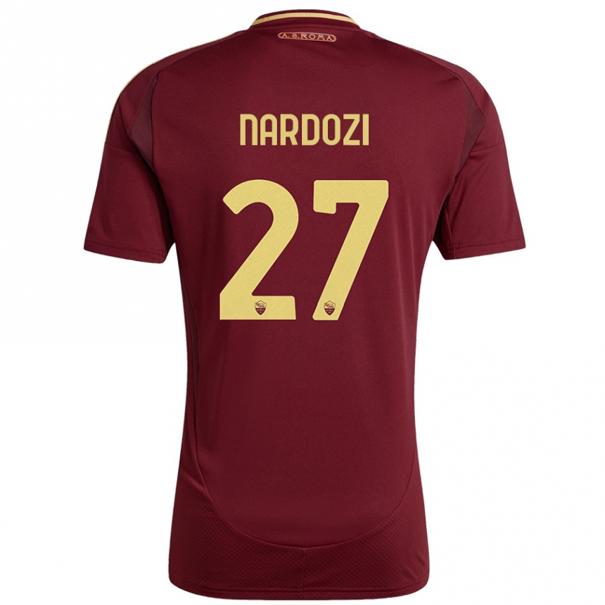 Women Football Manuel Nardozi #27 Red Brown Gold Home Jersey 2024/25 T-Shirt Nz