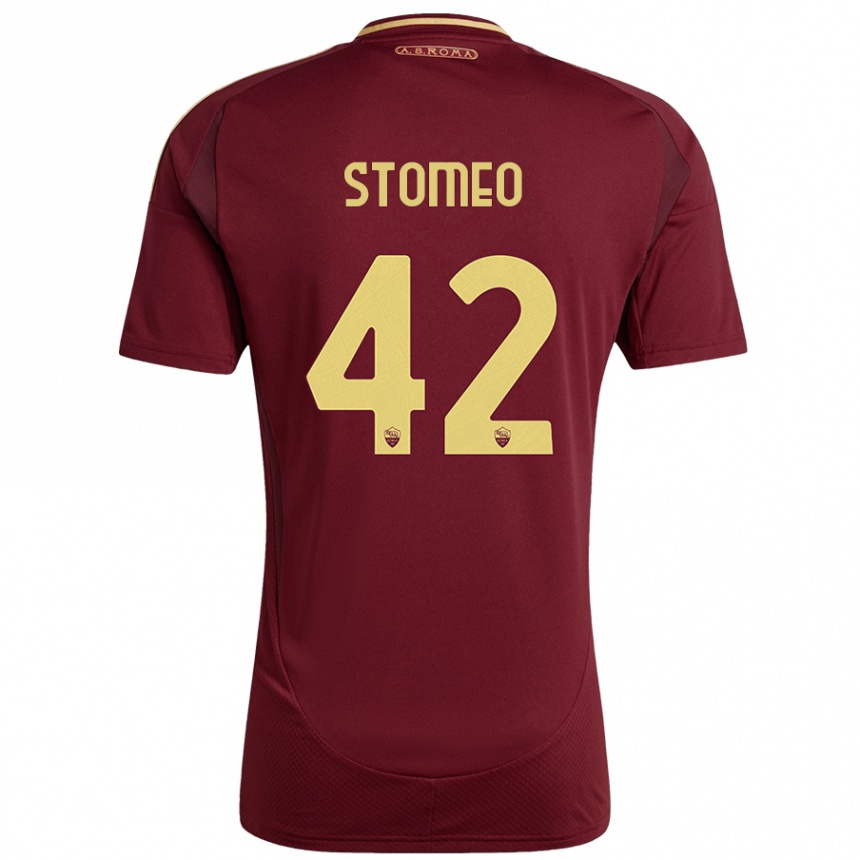 Women Football Giorgio Stomeo #42 Red Brown Gold Home Jersey 2024/25 T-Shirt Nz