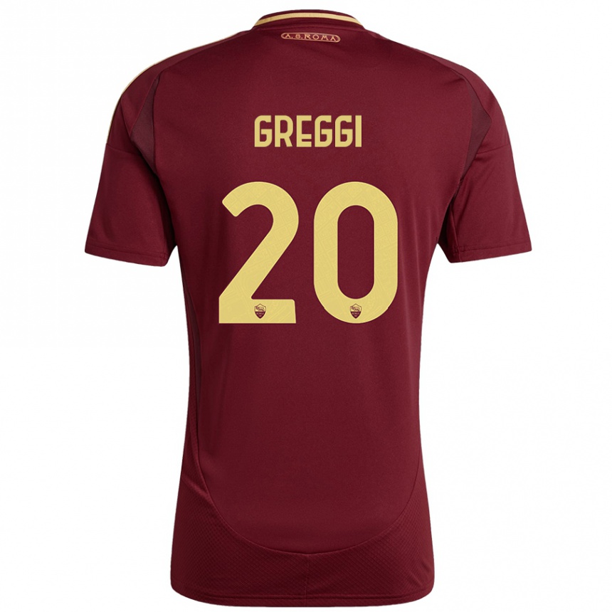 Women Football Giada Greggi #20 Red Brown Gold Home Jersey 2024/25 T-Shirt Nz