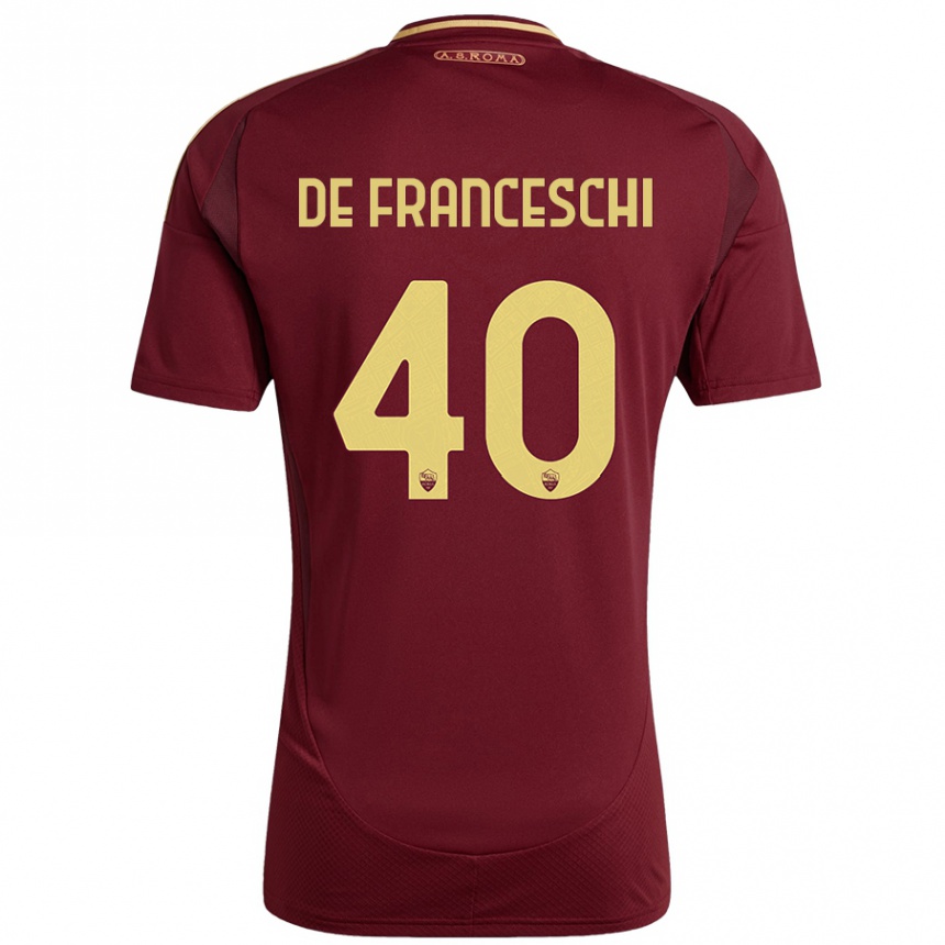 Women Football Leonardo De Franceschi #40 Red Brown Gold Home Jersey 2024/25 T-Shirt Nz