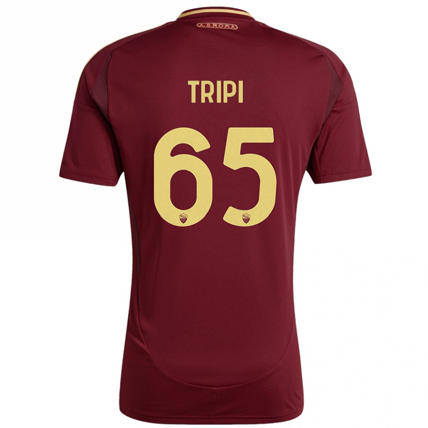 Women Football Filippo Tripi #65 Red Brown Gold Home Jersey 2024/25 T-Shirt Nz