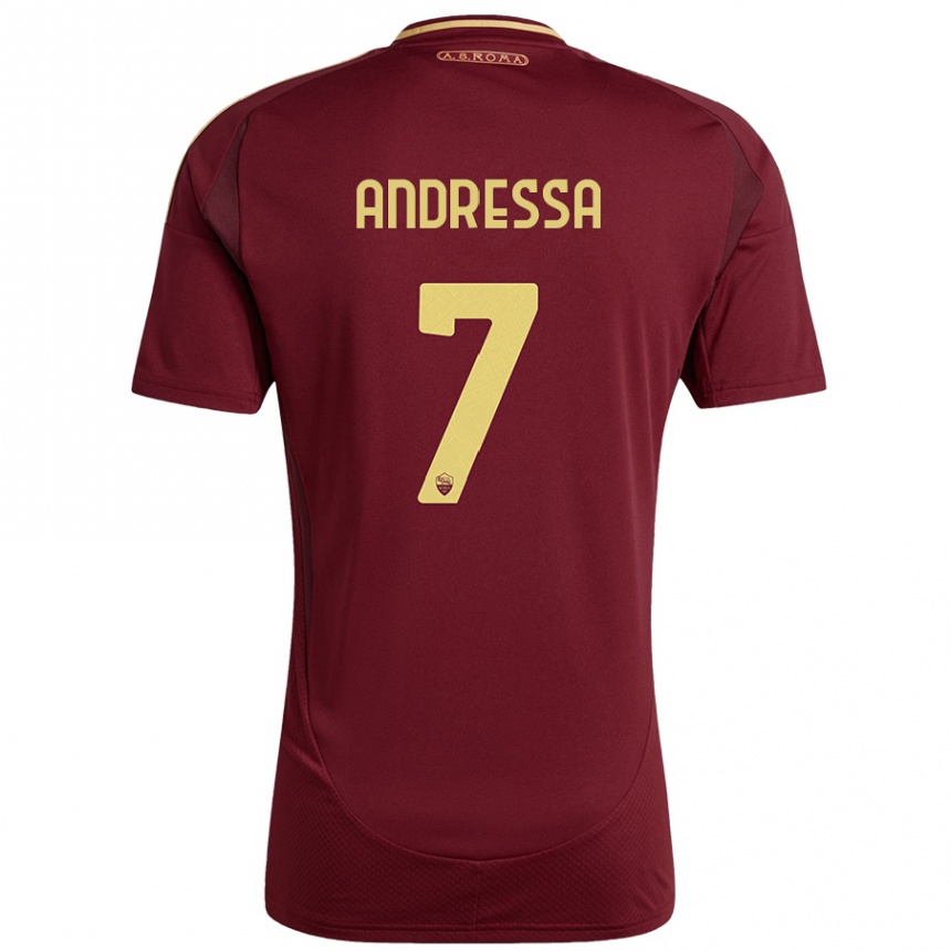 Women Football Andressa #7 Red Brown Gold Home Jersey 2024/25 T-Shirt Nz