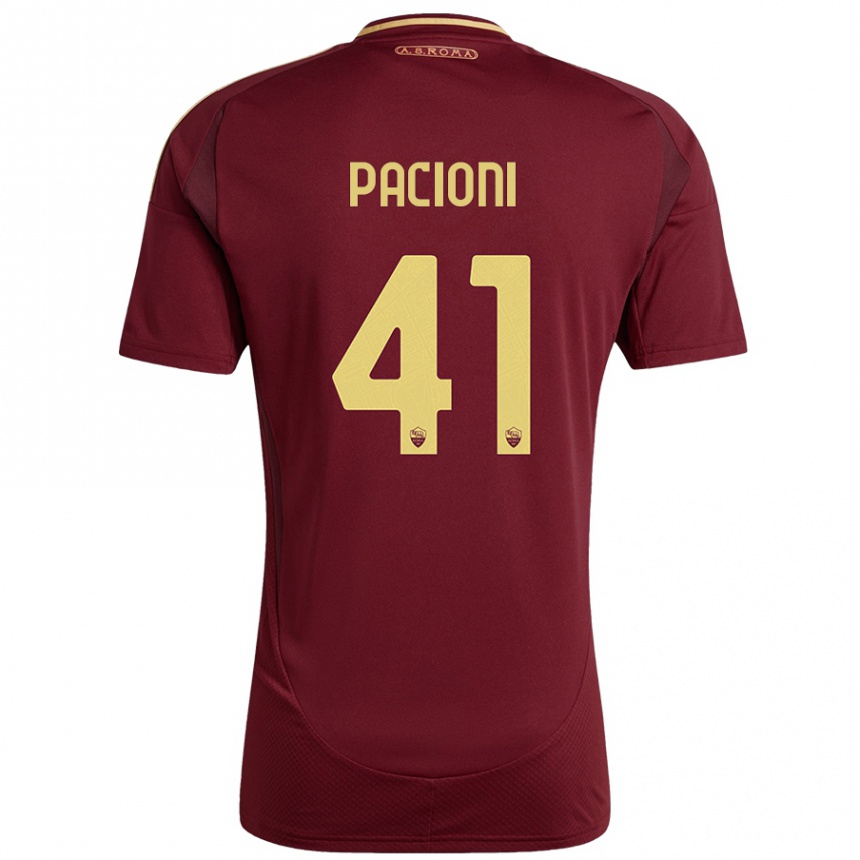 Women Football Eleonora Pacioni #41 Red Brown Gold Home Jersey 2024/25 T-Shirt Nz