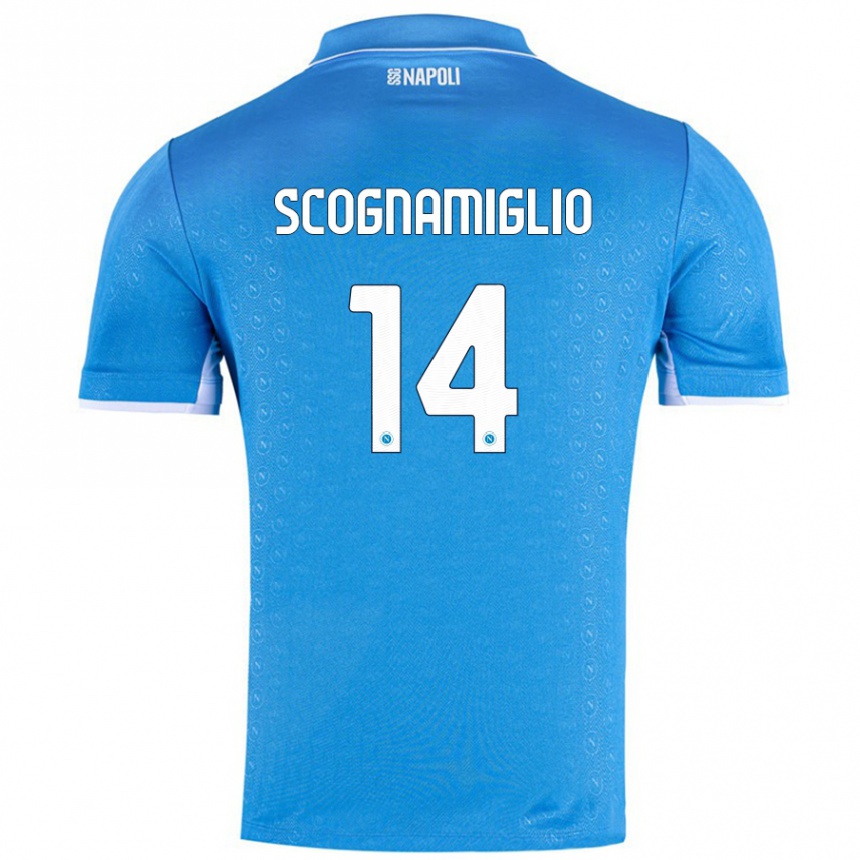 Women Football Fabio Scognamiglio #14 Sky Blue Home Jersey 2024/25 T-Shirt Nz