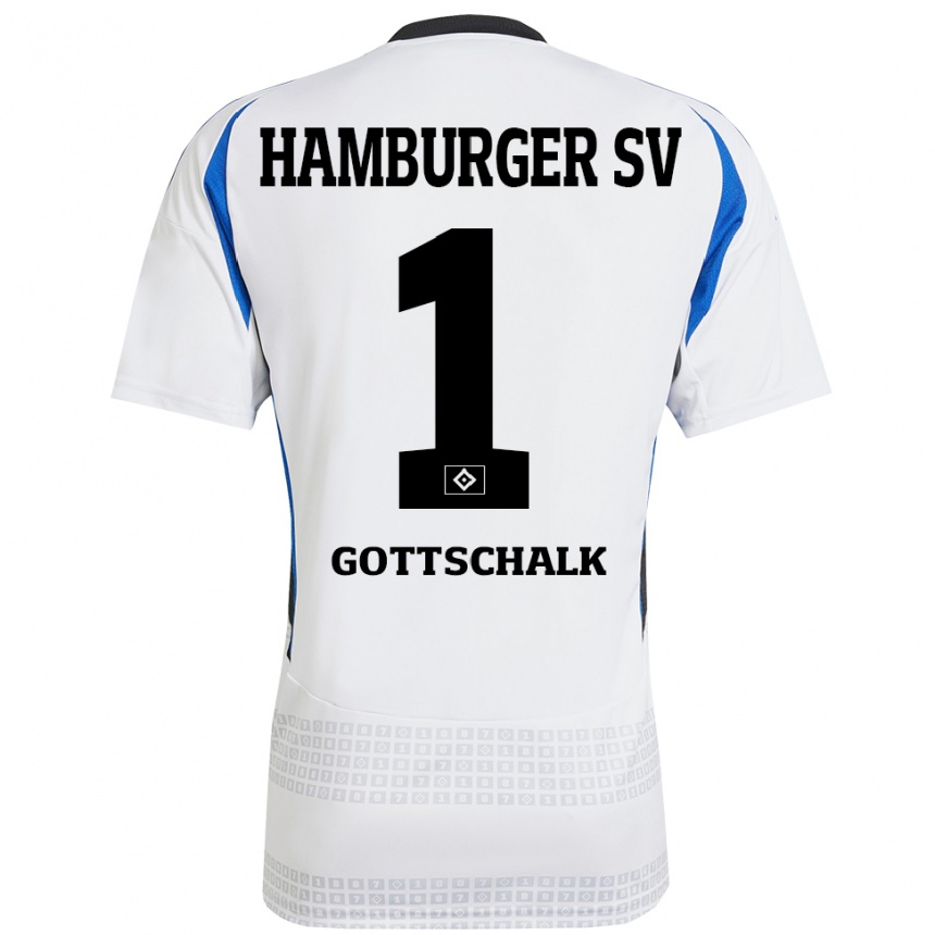 Women Football Juri Gottschalk #1 White Blue Home Jersey 2024/25 T-Shirt Nz