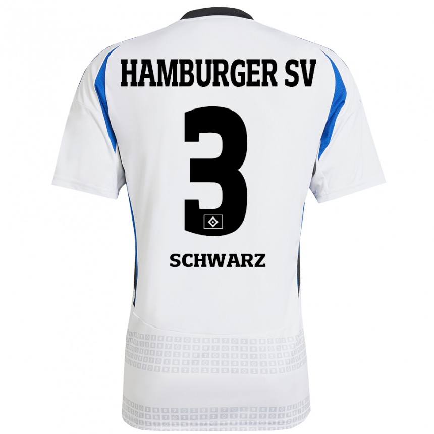 Women Football Jannick Schwarz #3 White Blue Home Jersey 2024/25 T-Shirt Nz