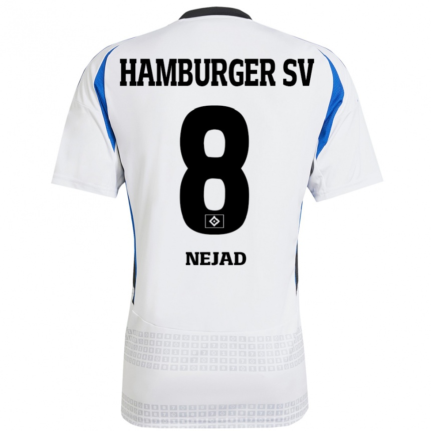 Women Football Milad Nejad #8 White Blue Home Jersey 2024/25 T-Shirt Nz