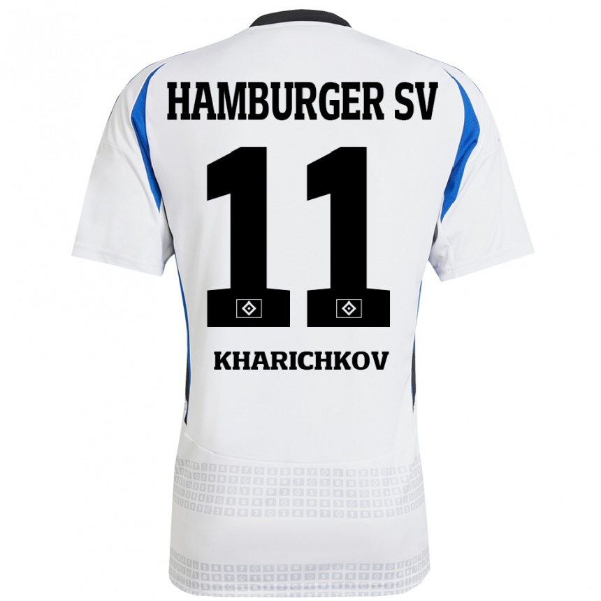 Women Football Valentyn Kharichkov #11 White Blue Home Jersey 2024/25 T-Shirt Nz