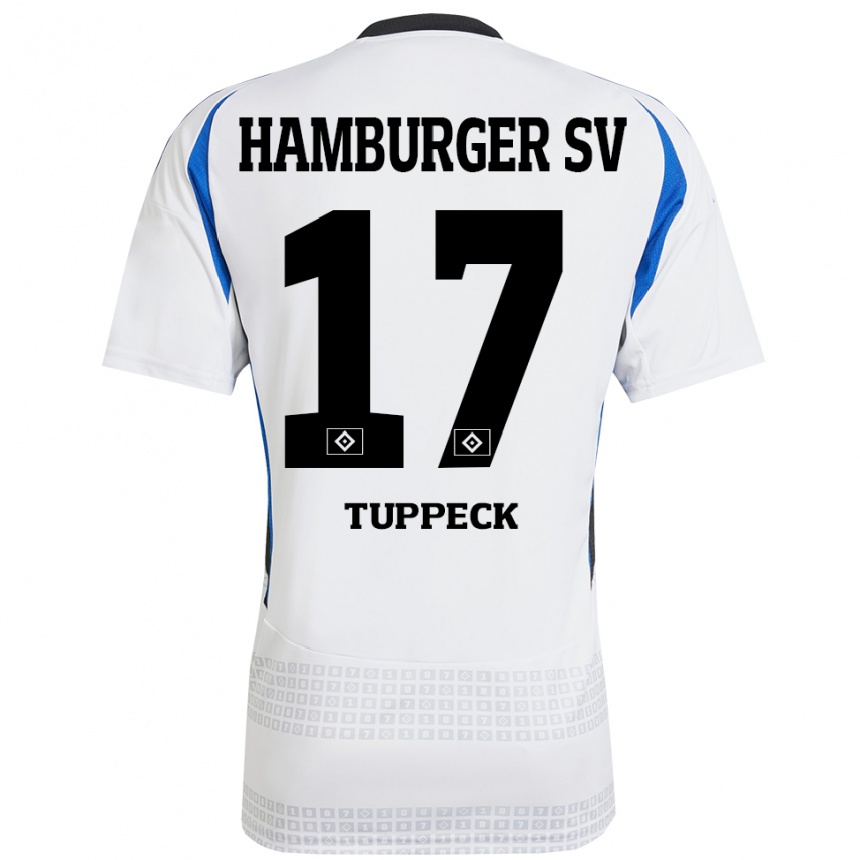 Women Football Niklas Tuppeck #17 White Blue Home Jersey 2024/25 T-Shirt Nz