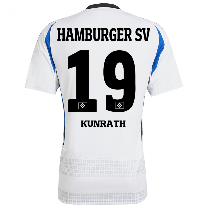 Women Football Lina Kunrath #19 White Blue Home Jersey 2024/25 T-Shirt Nz