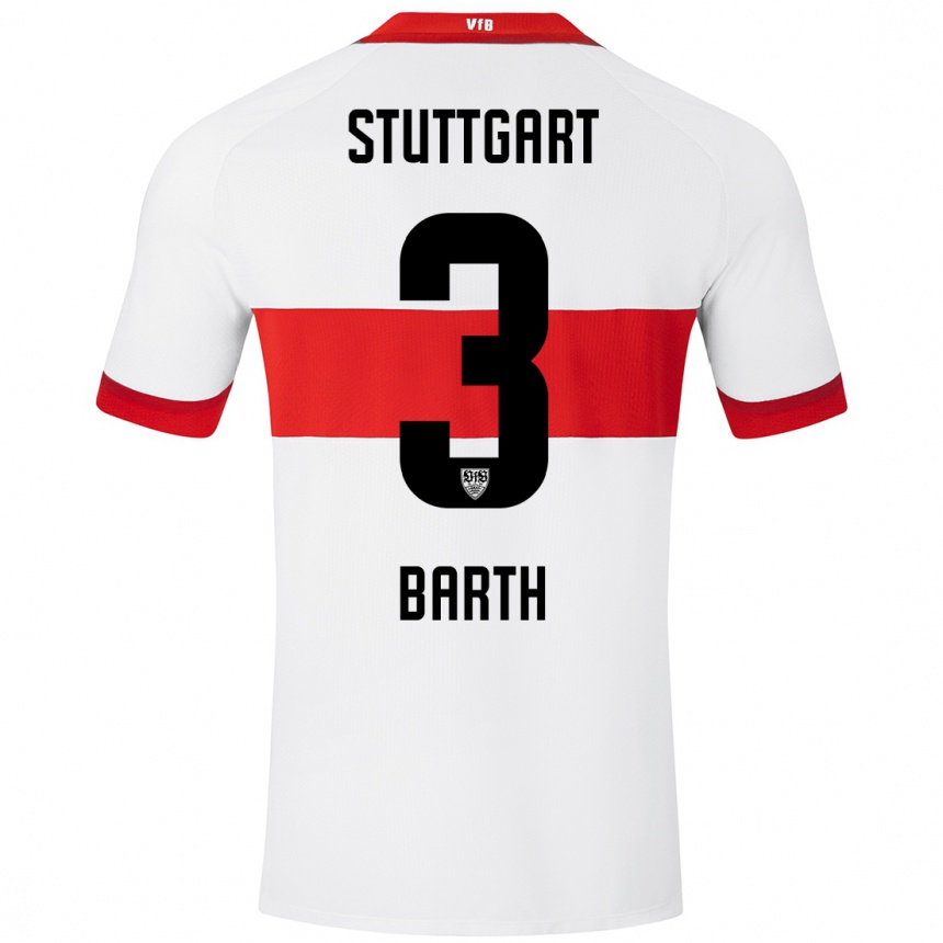 Women Football Lara Barth #3 White Red Home Jersey 2024/25 T-Shirt Nz