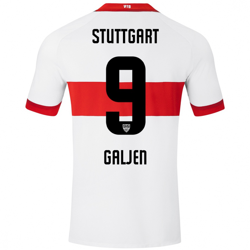 Women Football Dejan Galjen #9 White Red Home Jersey 2024/25 T-Shirt Nz