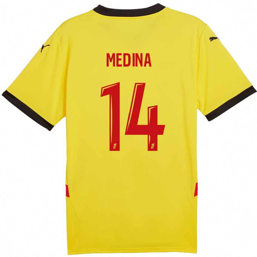 Women Football Facundo Medina #14 Yellow Red Home Jersey 2024/25 T-Shirt Nz