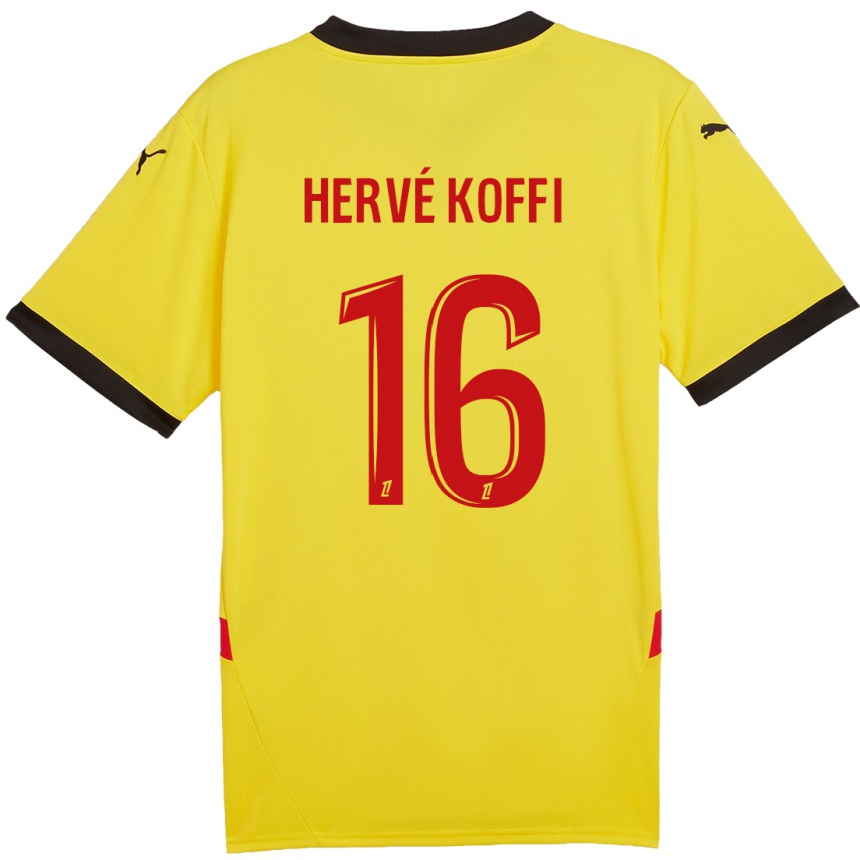 Women Football Hervé Koffi #16 Yellow Red Home Jersey 2024/25 T-Shirt Nz