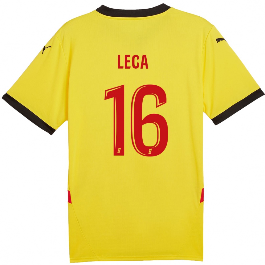 Women Football Jean-Louis Leca #16 Yellow Red Home Jersey 2024/25 T-Shirt Nz