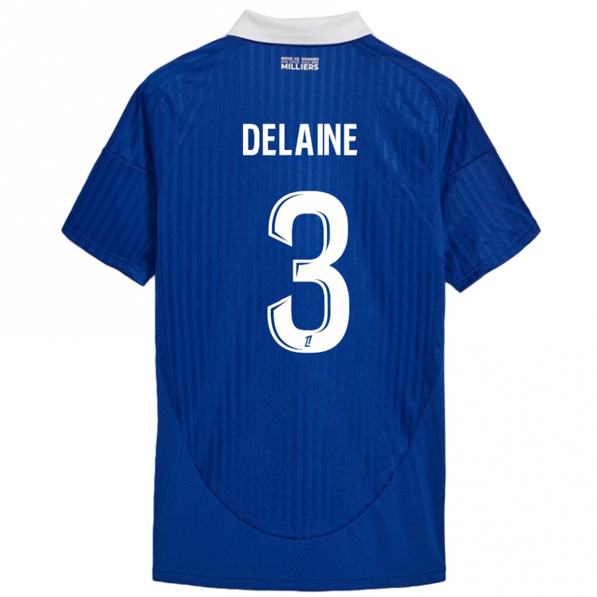 Women Football Thomas Delaine #3 Blue White Home Jersey 2024/25 T-Shirt Nz