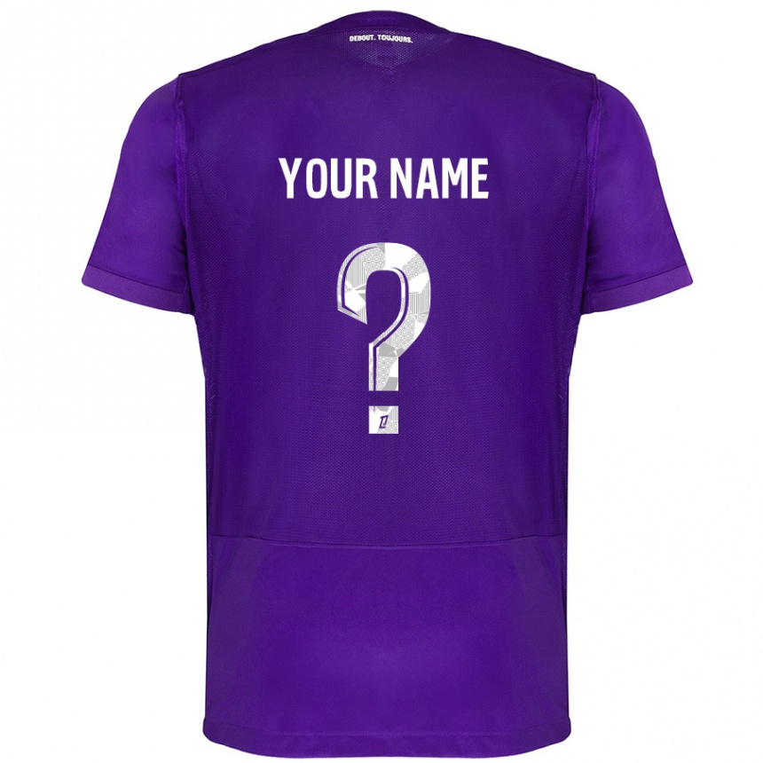 Women Football Your Name #0 Purple White Home Jersey 2024/25 T-Shirt Nz