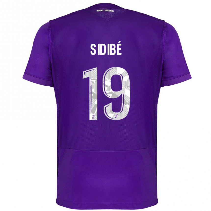 Women Football Djibril Sidibé #19 Purple White Home Jersey 2024/25 T-Shirt Nz