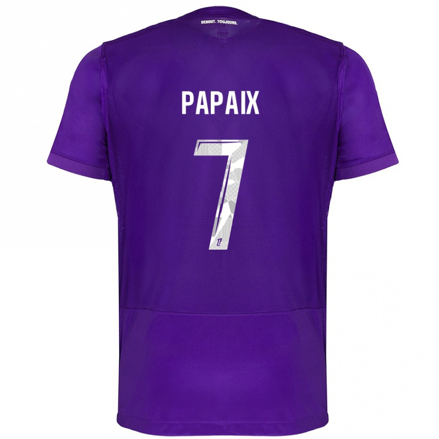 Women Football Marie Papaix #7 Purple White Home Jersey 2024/25 T-Shirt Nz