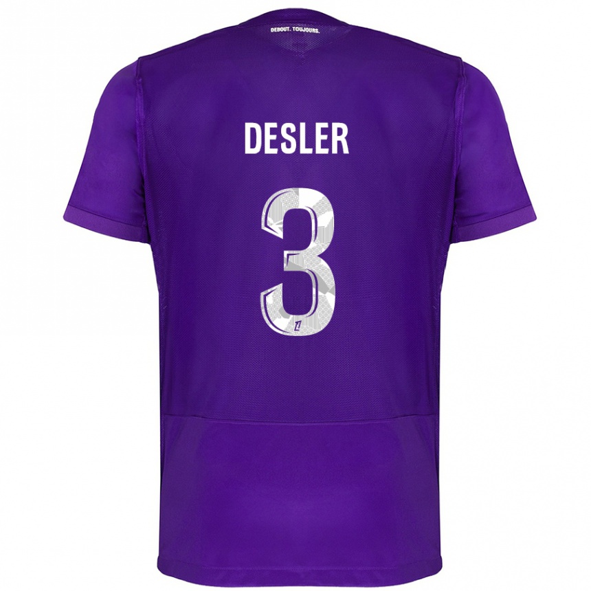 Women Football Mikkel Desler #3 Purple White Home Jersey 2024/25 T-Shirt Nz