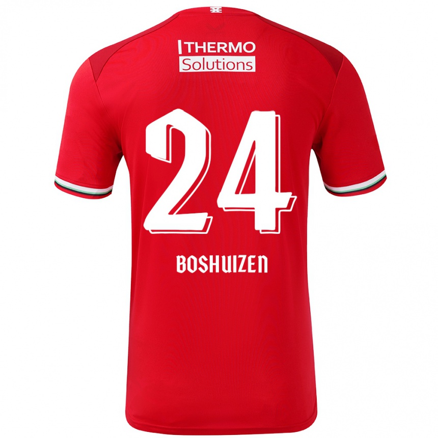 Women Football Annouk Boshuizen #24 Red White Home Jersey 2024/25 T-Shirt Nz