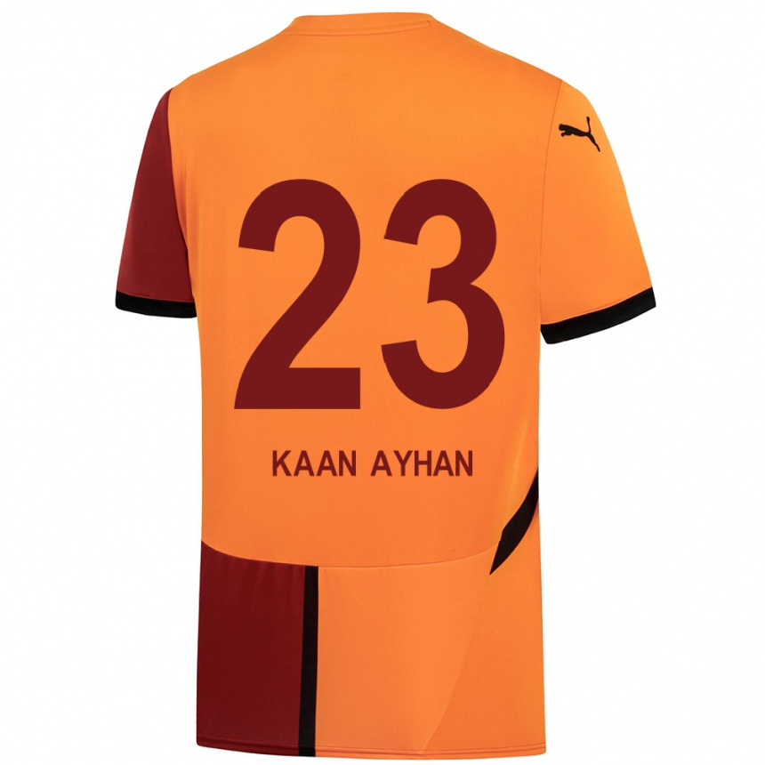 Women Football Kaan Ayhan #23 Yellow Red Home Jersey 2024/25 T-Shirt Nz