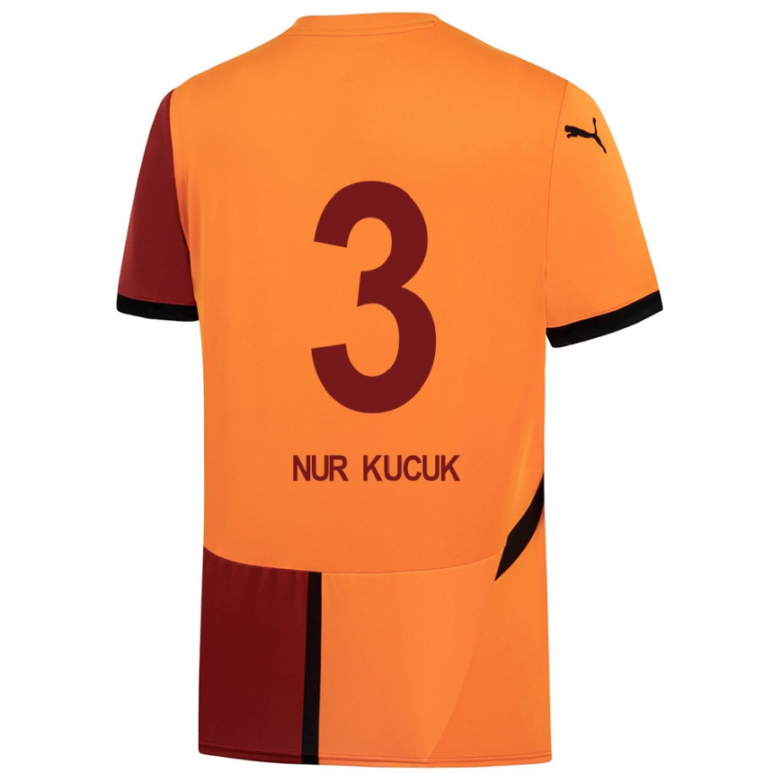 Women Football Rabia Nur Küçük #3 Yellow Red Home Jersey 2024/25 T-Shirt Nz