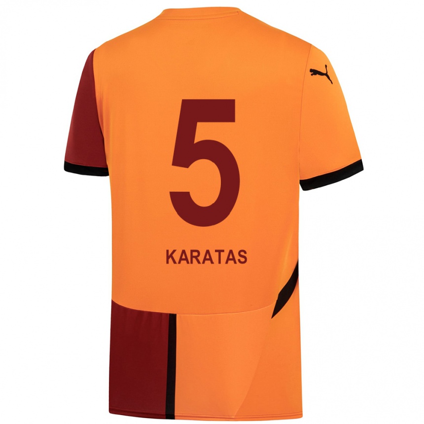 Women Football Eda Karataş #5 Yellow Red Home Jersey 2024/25 T-Shirt Nz