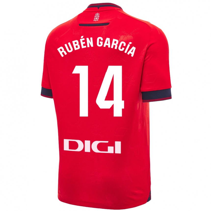 Women Football Rubén García #14 Red White Home Jersey 2024/25 T-Shirt Nz