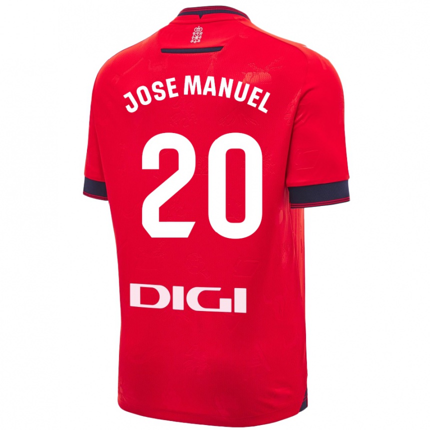 Women Football José Manuel Arnáiz #20 Red White Home Jersey 2024/25 T-Shirt Nz