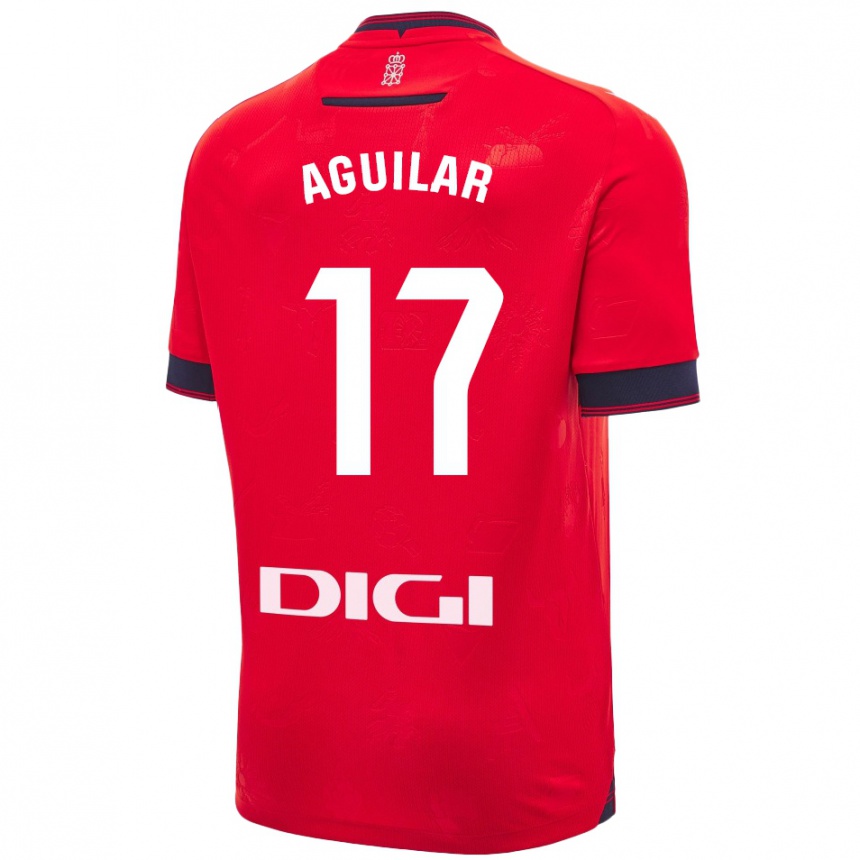 Women Football Eneko Aguilar #17 Red White Home Jersey 2024/25 T-Shirt Nz