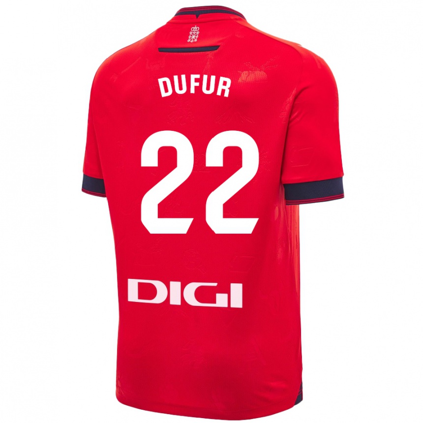 Women Football Ander Dufur #22 Red White Home Jersey 2024/25 T-Shirt Nz