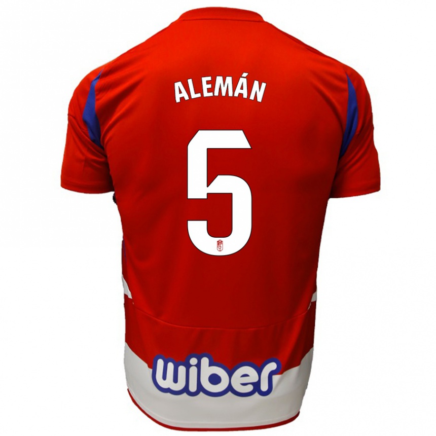 Women Football Carlos Alemán #5 Red White Blue Home Jersey 2024/25 T-Shirt Nz