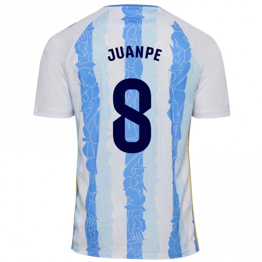 Women Football Juanpe #8 White Blue Home Jersey 2024/25 T-Shirt Nz