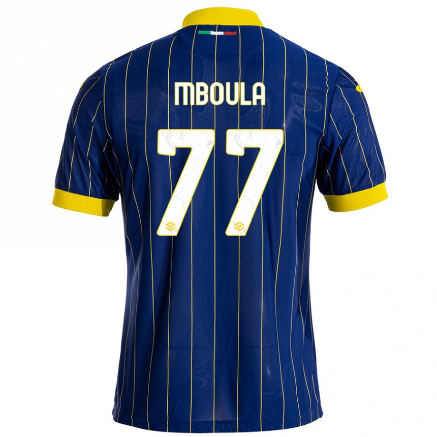 Women Football Jordi Mboula #77 Blue Yellow Home Jersey 2024/25 T-Shirt Nz