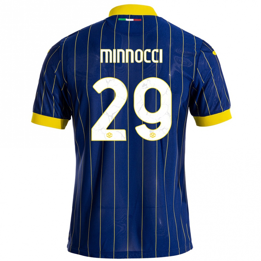 Women Football Valerio Minnocci #29 Blue Yellow Home Jersey 2024/25 T-Shirt Nz