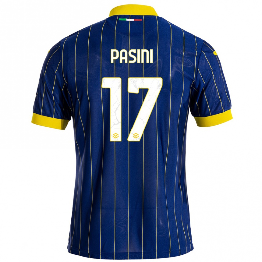 Women Football Veronica Pasini #17 Blue Yellow Home Jersey 2024/25 T-Shirt Nz