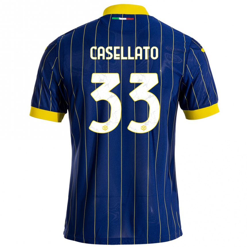 Women Football Elisa Casellato #33 Blue Yellow Home Jersey 2024/25 T-Shirt Nz