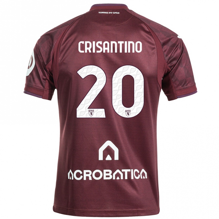 Women Football Giulia Crisantino #20 Maroon White Home Jersey 2024/25 T-Shirt Nz