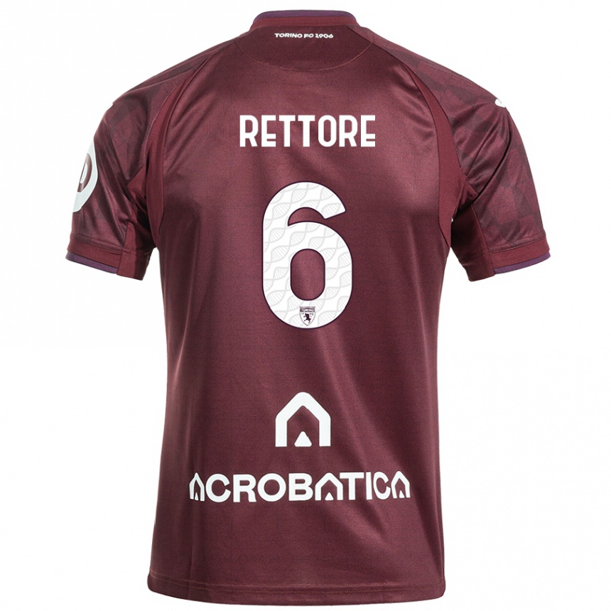 Women Football Mirko Rettore #6 Maroon White Home Jersey 2024/25 T-Shirt Nz