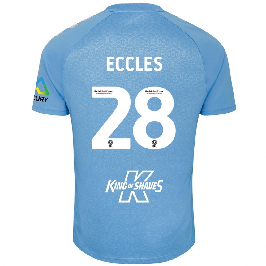 Women Football Josh Eccles #28 Blue White Home Jersey 2024/25 T-Shirt Nz