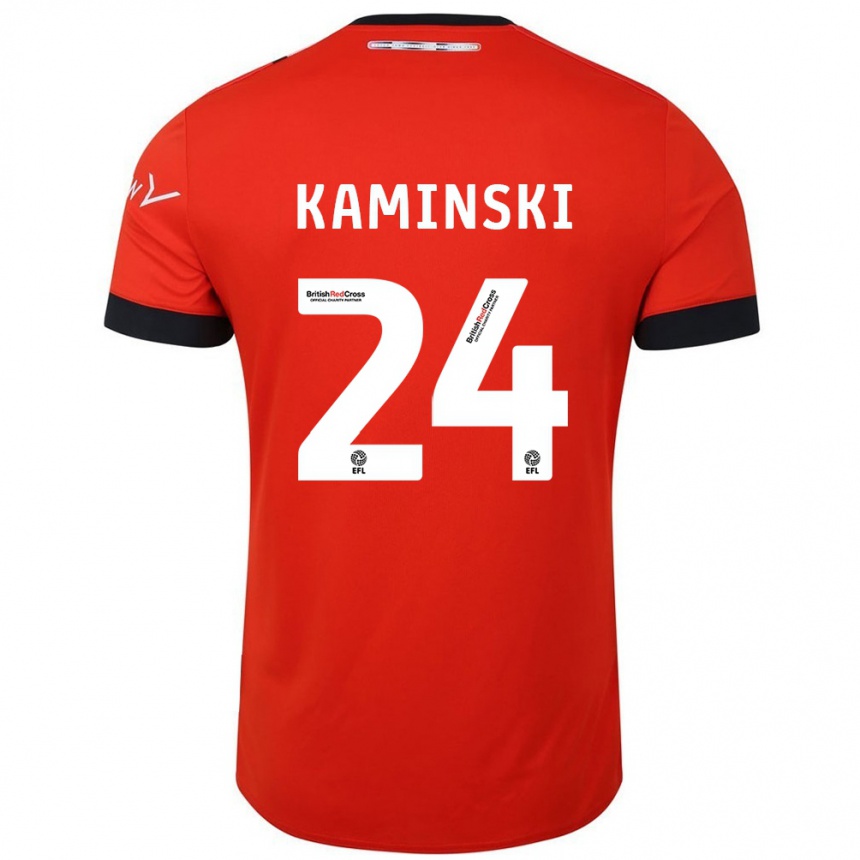 Women Football Thomas Kaminski #24 Orange Black Home Jersey 2024/25 T-Shirt Nz