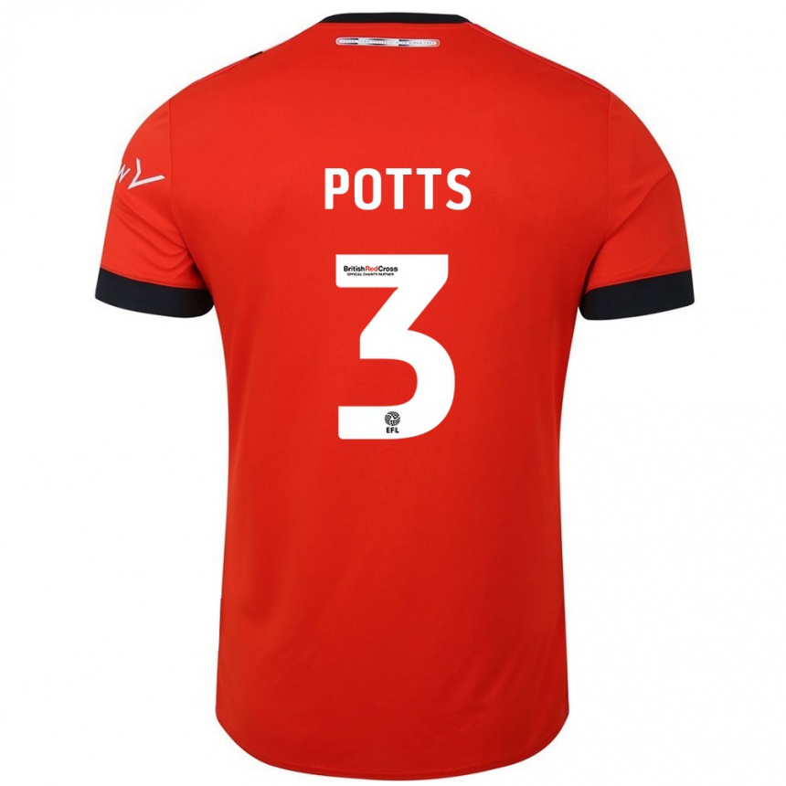 Women Football Dan Potts #3 Orange Black Home Jersey 2024/25 T-Shirt Nz