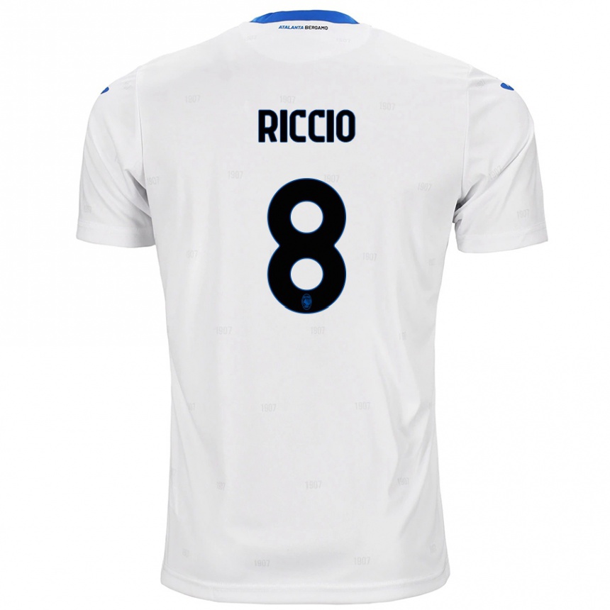 Women Football Lorenzo Riccio #8 White Away Jersey 2024/25 T-Shirt Nz