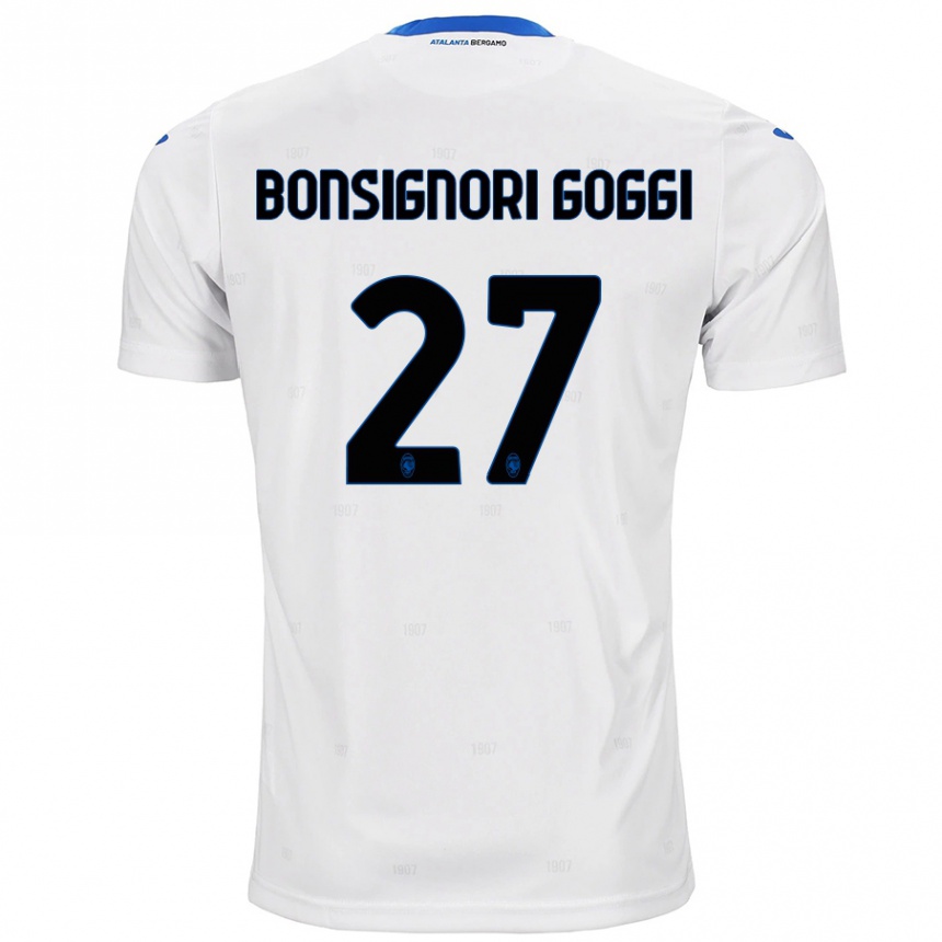 Women Football Lorenzo Bonsignori Goggi #27 White Away Jersey 2024/25 T-Shirt Nz