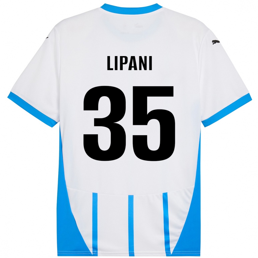 Women Football Luca Lipani #35 White Blue Away Jersey 2024/25 T-Shirt Nz