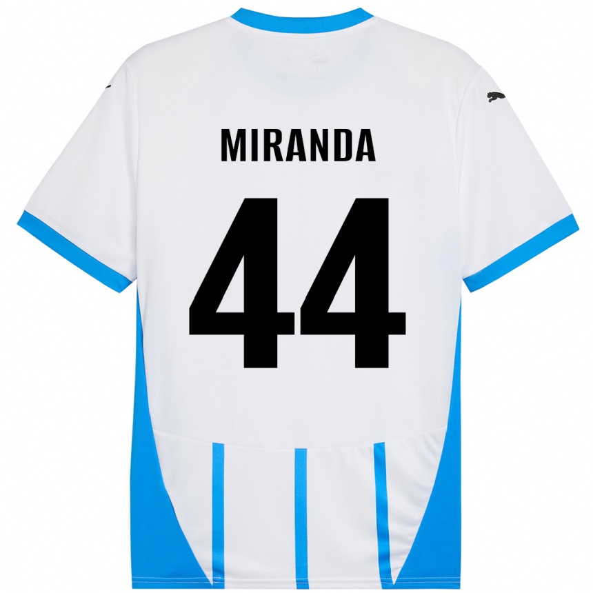 Women Football Kevin Miranda #44 White Blue Away Jersey 2024/25 T-Shirt Nz