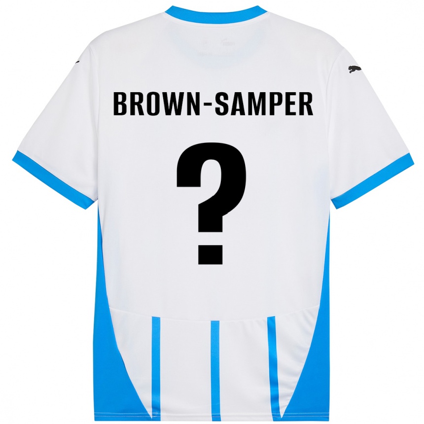 Women Football Isaac Brown-Samper #0 White Blue Away Jersey 2024/25 T-Shirt Nz