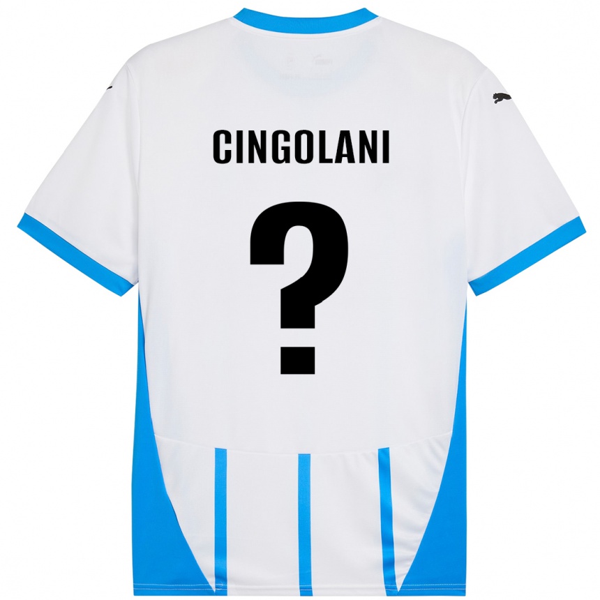 Women Football Matteo Cingolani #0 White Blue Away Jersey 2024/25 T-Shirt Nz