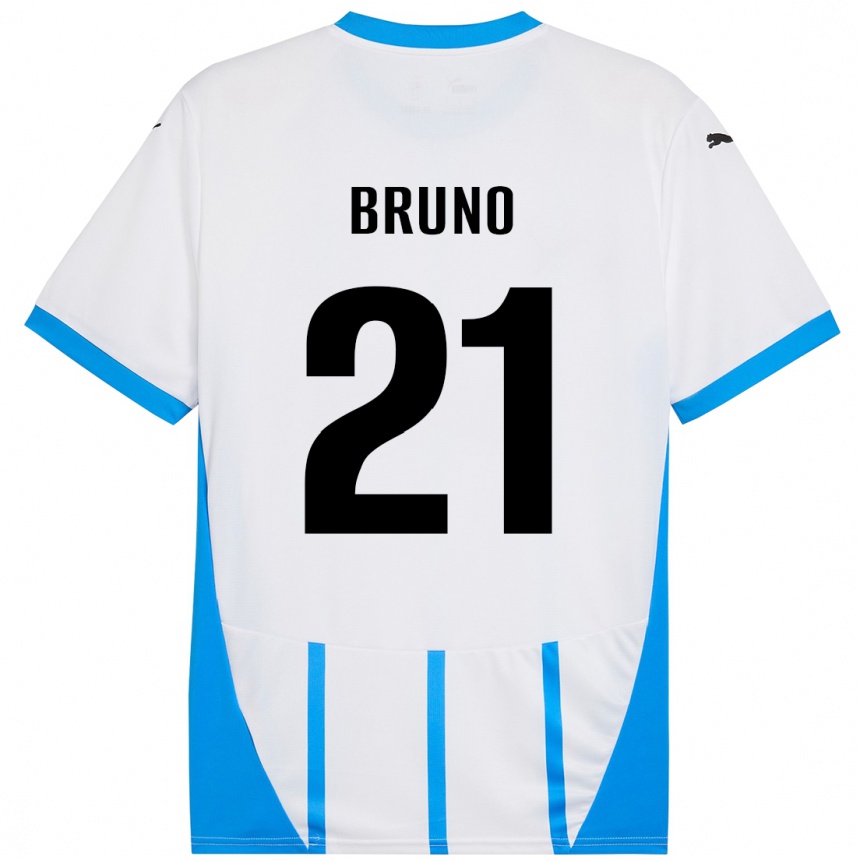 Women Football Kevin Bruno #21 White Blue Away Jersey 2024/25 T-Shirt Nz